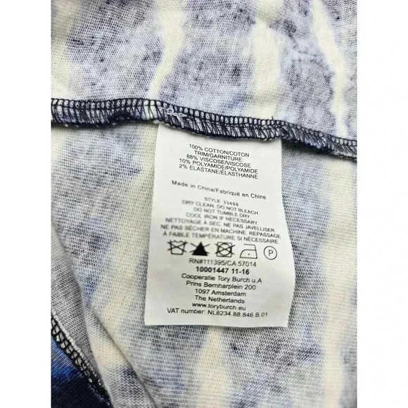 Tory Burch Women's Size S Hollie Long Sleeve Tie-Dye Tee Dress Blue/White - Picture 6 of 6